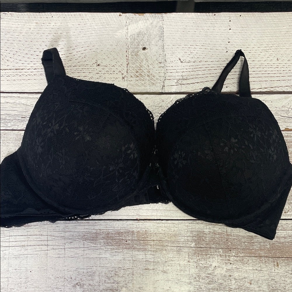 TORRID Women’s Black Lace XO Boost Ultra Plunge Bra Size 46D